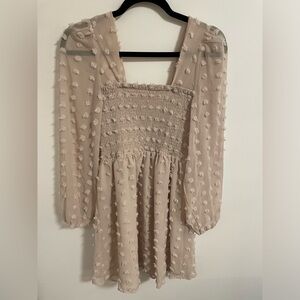 BOHO Cream Swiss Dot Dress